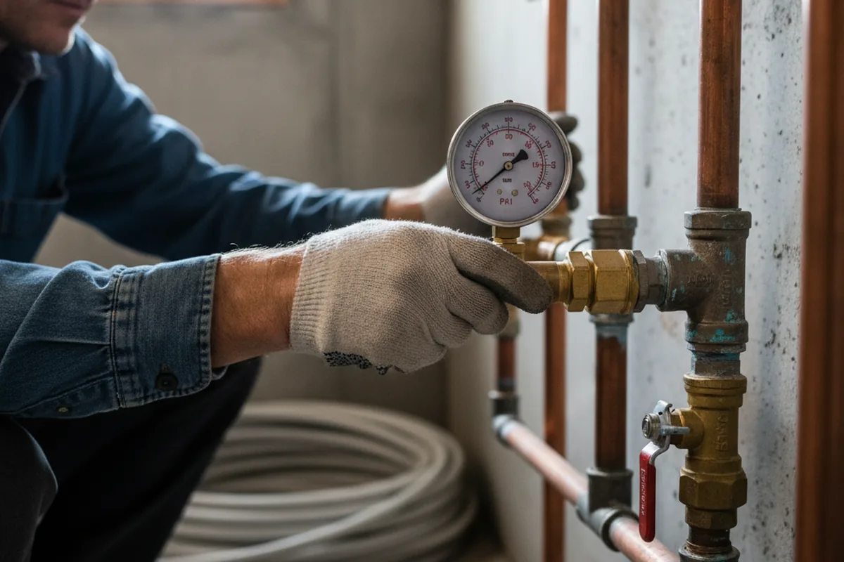 Pressure testing a repaired line during Water Line Repair in Chino